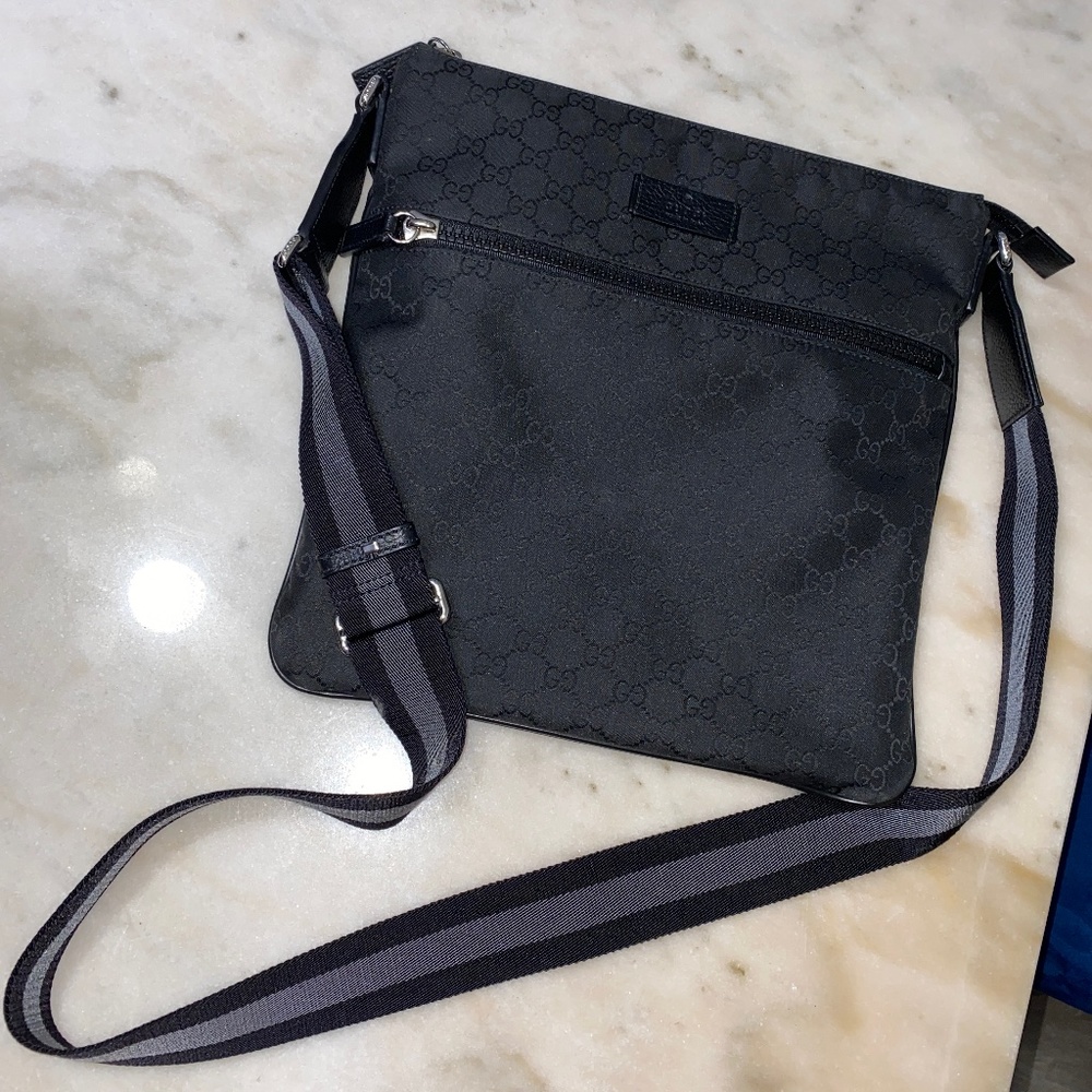 Gucci Nylon Monogram Black Messenger Bag